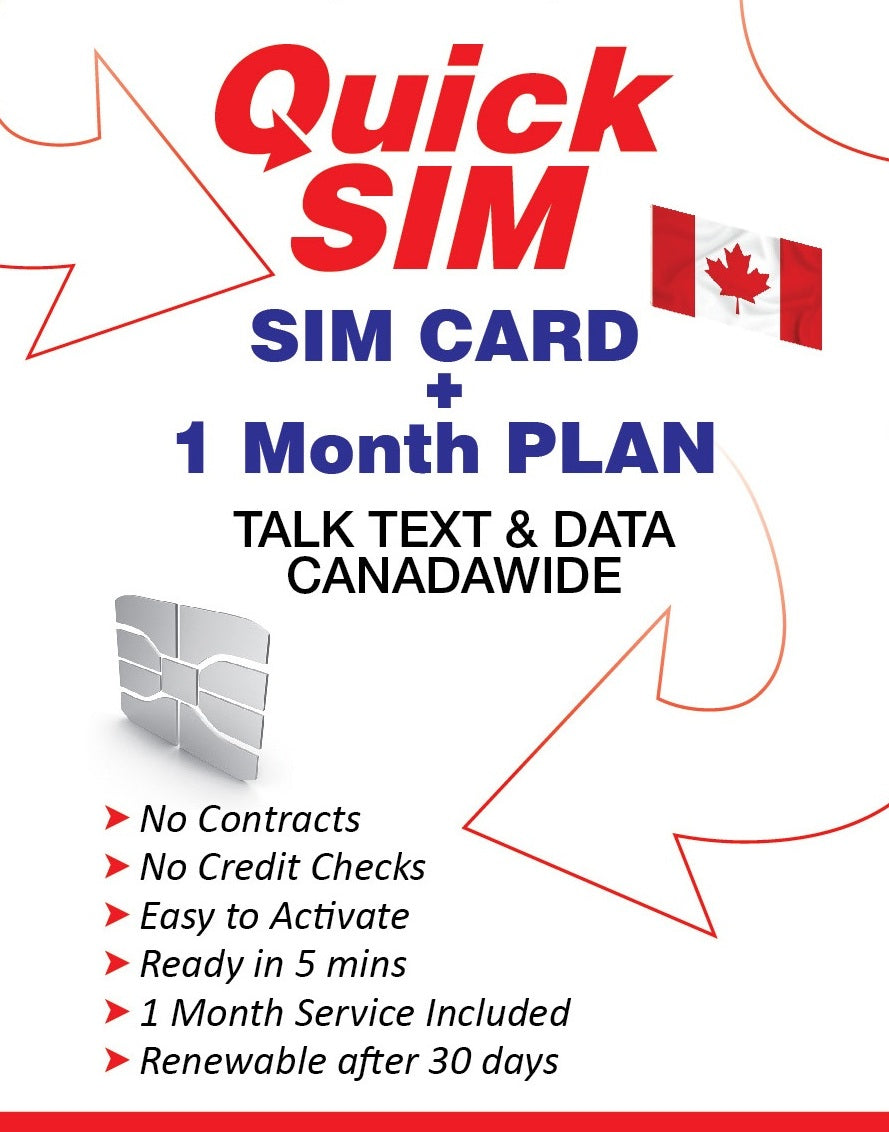 Unlimited Talk and Text and 60 GB data plan Canada Wide plus Sim Card - 1 Month ESIM only